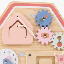 Дървена Монтесори Активна Дъска GINGER HOME, Ферма с Мелница, Лабиринт, Часовник и Зъбни Колела, 33x24x5 см - W12D824 - view 9
                  