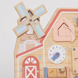 Дървена Монтесори Активна Дъска GINGER HOME, Ферма с Мелница, Лабиринт, Часовник и Зъбни Колела, 33x24x5 см - W12D824 - view 11
                  