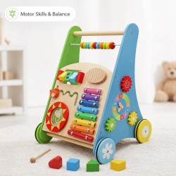 Детска Дървена Проходилка GINGER HOME с Активности, Ксилофон и Сортер, 35.1x31.3x46 см - W08J001-2 - view 4
                  