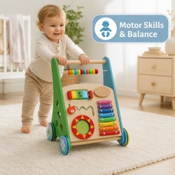 Детска Дървена Проходилка GINGER HOME с Активности, Ксилофон и Сортер, 35.1x31.3x46 см - W08J001-2 - view 12
                  