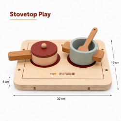 Детски Дървен Кухненски Комплект GINGER HOME с Котлон, Съдове, Прибори и Храни за Рязане, Натурално Дърво, 22x18x4 см - W10B464 - view 13
                  