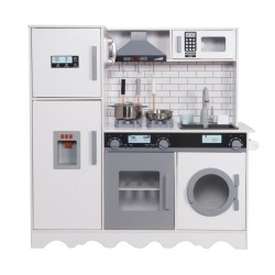 Детска Дървена Кухня GINGER HOME с Хладилник, Мивка с Течаща Вода, Микровълнова, Пералня и Електронни Функции, 97x30x94 см - W10C991 - view 1