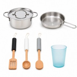 Детска Дървена Кухня GINGER HOME с Хладилник, Мивка с Течаща Вода, Микровълнова, Пералня и Електронни Функции, 97x30x94 см - W10C991 - view 10
                  