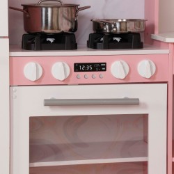 Голяма Детска Дървена Кухня GINGER HOME, Ъглова с Мивка с Течаща Вода, Звук и Светлина, Хладилник, Микровълнова, Пералня, Прозорец, Завеси и Аксесоари, 134x80x99 см - W10C933J - view 9
                  