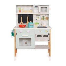 Детска Дървена Кухня GINGER HOME с Електронен Котлон, Микровълнова, Фурна, Мивка и Аксесоари, Масивно Дърво и MDF, 60x26.5x91 см - W10K066 - view 1