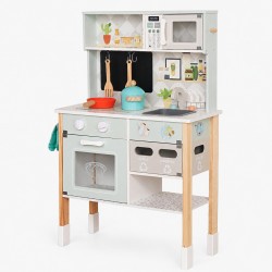 Детска Дървена Кухня GINGER HOME с Електронен Котлон, Микровълнова, Фурна, Мивка и Аксесоари, Масивно Дърво и MDF, 60x26.5x91 см - W10K066 - view 3
                  