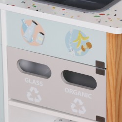 Детска Дървена Кухня GINGER HOME с Електронен Котлон, Микровълнова, Фурна, Мивка и Аксесоари, Масивно Дърво и MDF, 60x26.5x91 см - W10K066 - view 9
                  