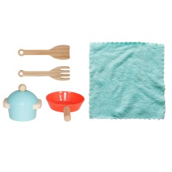 Детска Дървена Кухня GINGER HOME с Електронен Котлон, Микровълнова, Фурна, Мивка и Аксесоари, Масивно Дърво и MDF, 60x26.5x91 см - W10K066 - view 10
                  