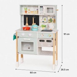 Детска Дървена Кухня GINGER HOME с Електронен Котлон, Микровълнова, Фурна, Мивка и Аксесоари, Масивно Дърво и MDF, 60x26.5x91 см - W10K066 - view 12
                  