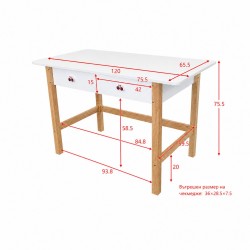 Комплект Детска Стая GINGER HOME CHERRY с Комбинирано Легло 90x200 см, Бюро, Скрин, Шкаф и Трикрилен Гардероб, Бяло, Розово и Натурално Дърво - SR-C - view 8
                  