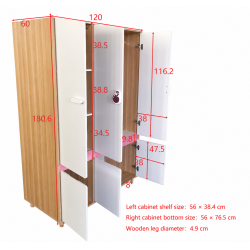 Комплект Детска Стая GINGER HOME CHERRY с Комбинирано Легло 90x200 см, Бюро, Скрин, Шкаф и Трикрилен Гардероб, Бяло, Розово и Натурално Дърво - SR-C - view 11
                  