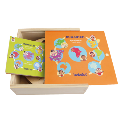 Дървена логическа игра с пъзел, Beleduc, Humanico, Континенти, 30 части - BEL11559 - view 1